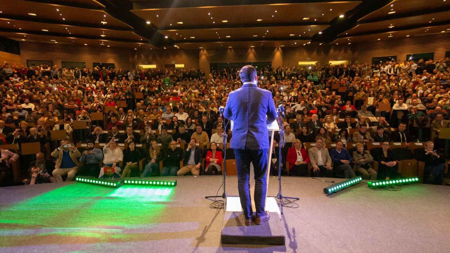 Santiago Abascal, presidente de Vox, en el acto del partido en Toledo.