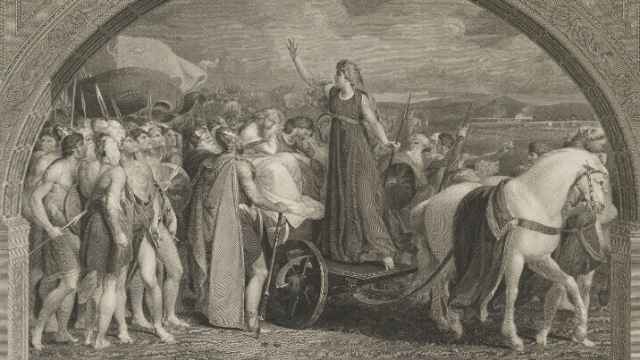 Boudica, la reina británica dibujada por Thomas Stothard.