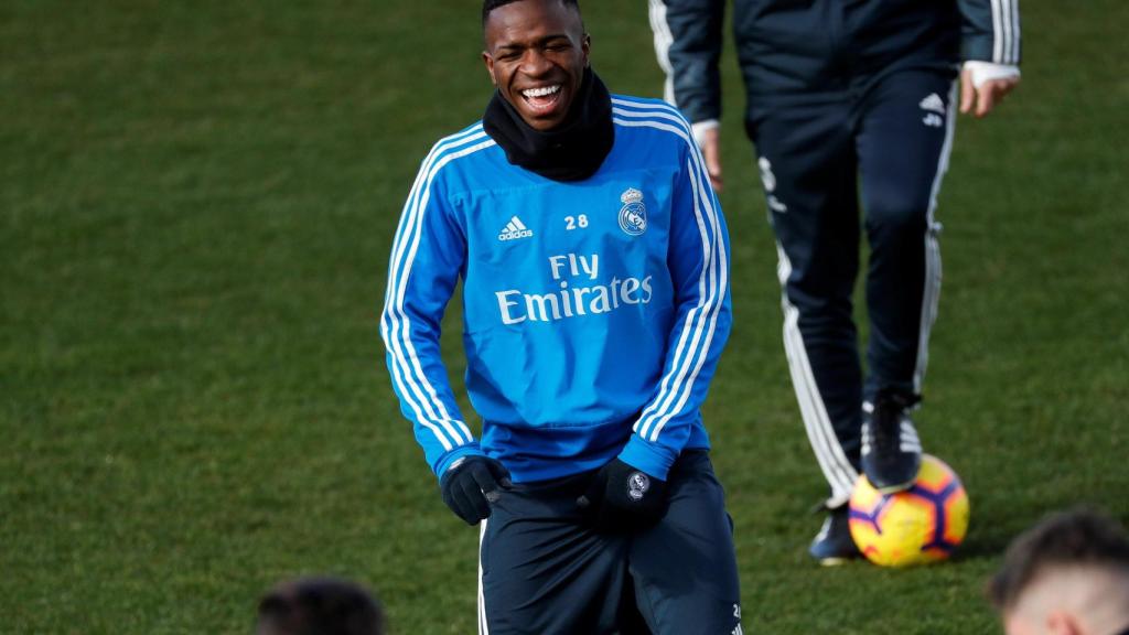 Vinicius, durante un entrenamiento del Real Madrid