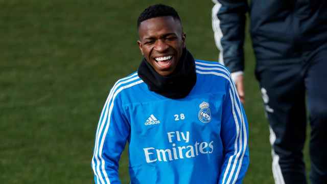 Vinicius, durante un entrenamiento del Real Madrid