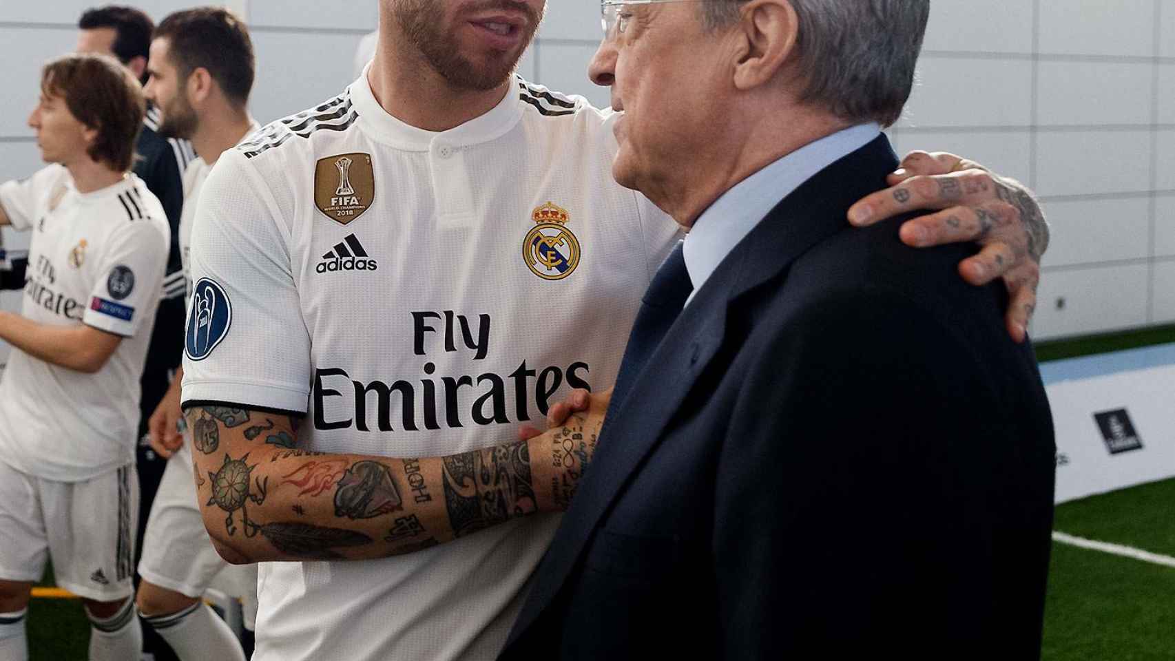 Sergio Ramos habla con Florentino Pérez