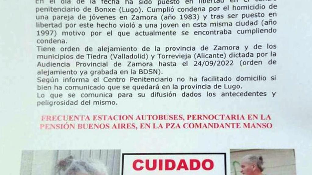 Cartel de alerta sobre 'El Quintas'