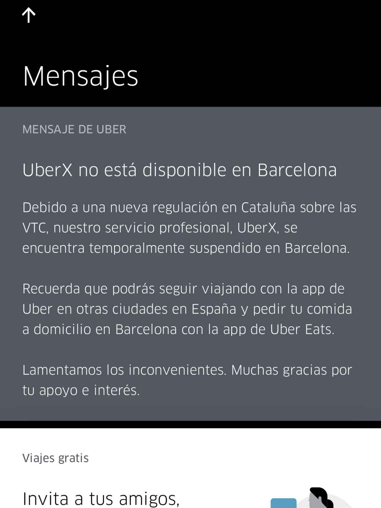 Intentando contratar Uber en Barcelona.