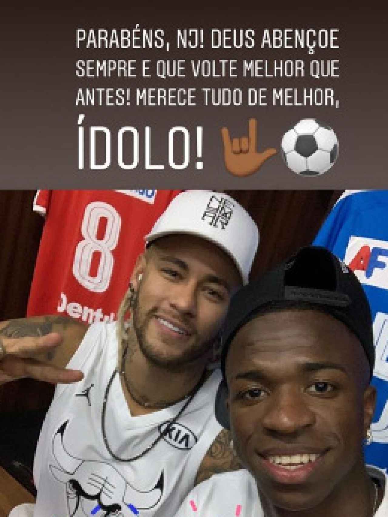 La felicitación de Vinicius a Neymar. Foto: Instagram (@viniciusjunior)