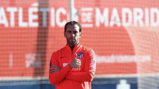 Godín en el entrenamiento del Real Madrid