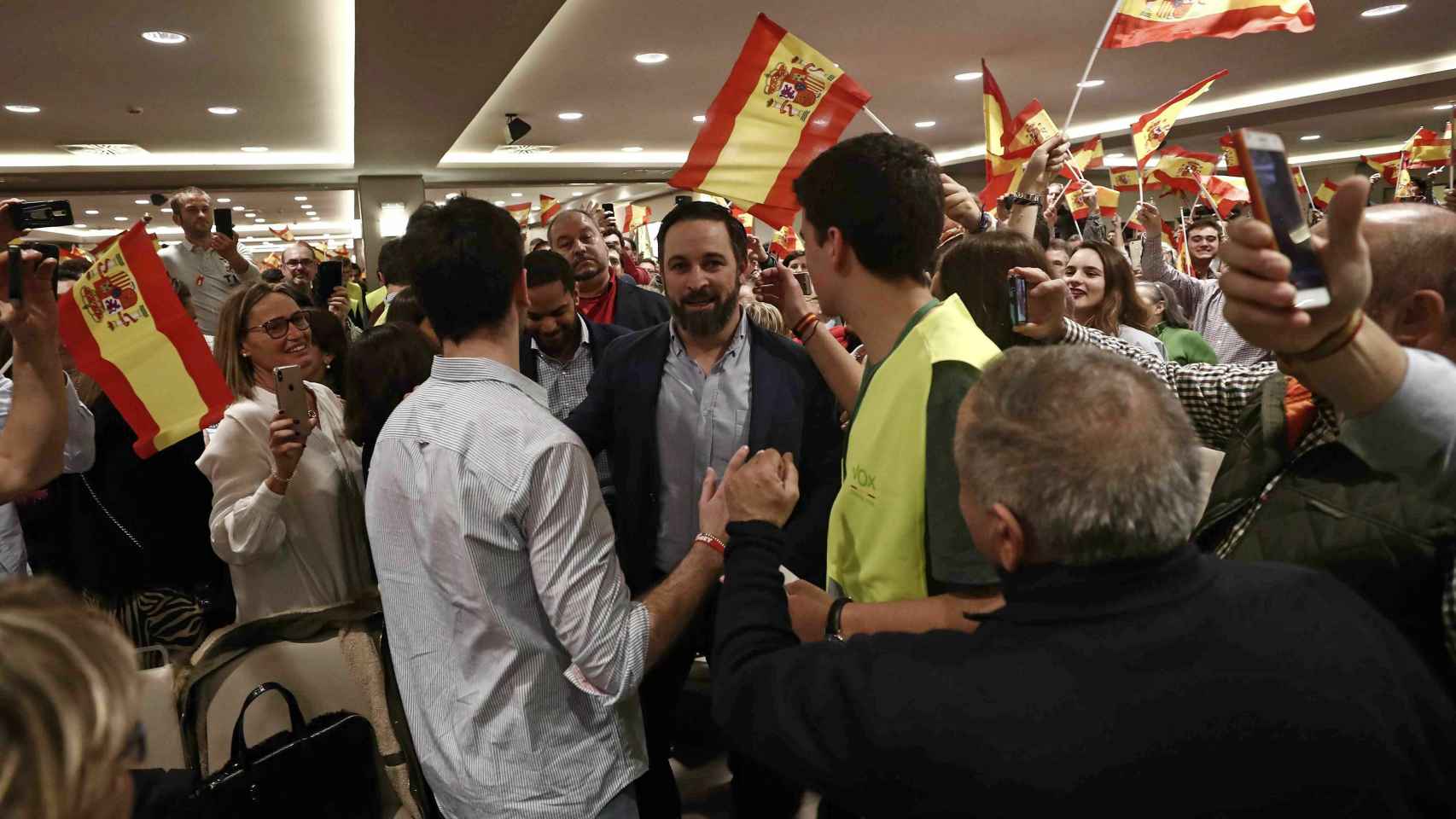 Santiago Abascal, presidente de Vox, en Pamplona.