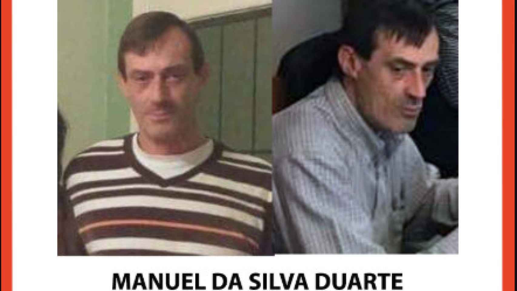 Cartel notificando la desaparición de Manuel Da Silva Duarte.