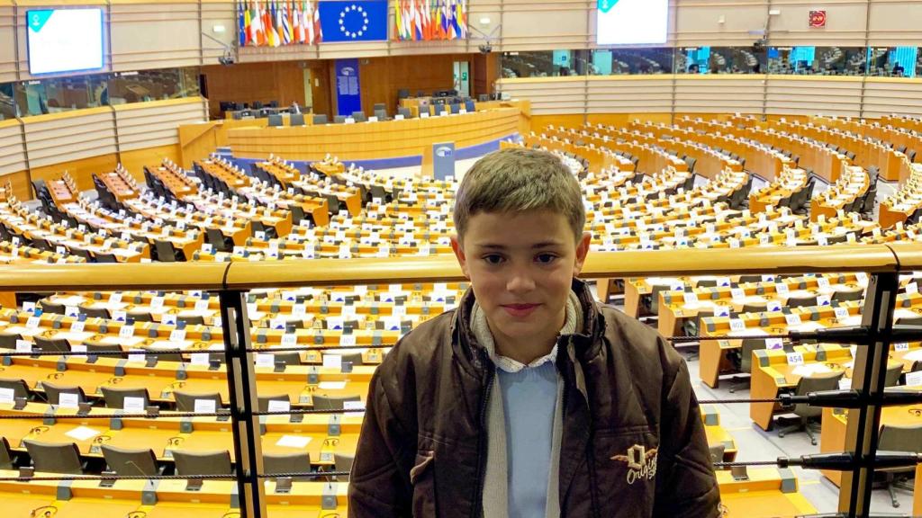 Sergio durante su visita a la sede del Parlamento Europeo.