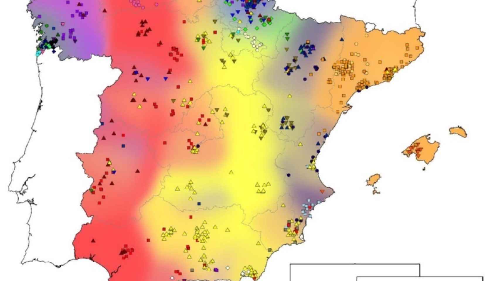 Mapa de los movimientos migratorios en España.