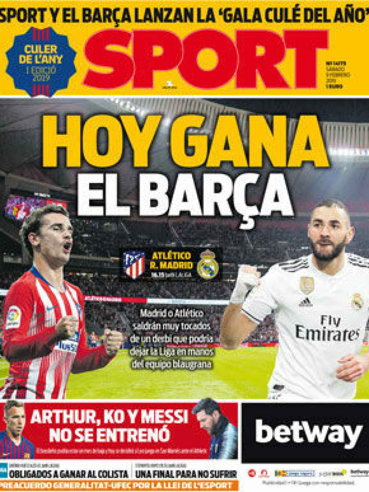 La portada del diario Sport (09/02/2019)