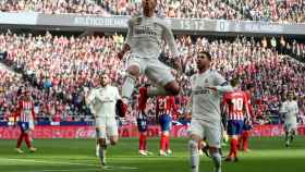Casemiro celebra el gol del Real Madrid en el derbi