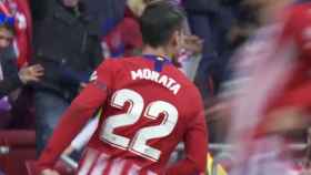 Morata celebra su gol al Real Madri, finalmente anulado