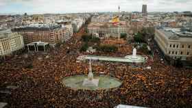 Vista panorámica de la concentración celebrada este domingo en Colón (Madrid).