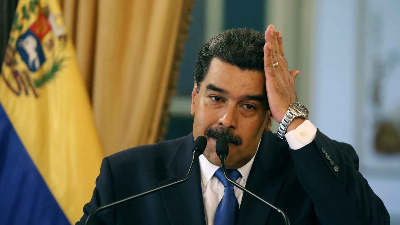 Nicolás Maduro, durante una conferencia de prensa en el Palacio de Miraflores.