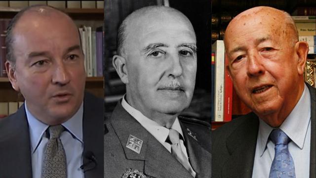 De izquierda a derecha: El abogado Luis Felipe Utrera-Molina,  el dictador Francisco Franco y el exministro franquista José Utrera-Molina.