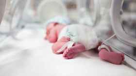 Un bebé recién nacido, dentro de una incubadora.