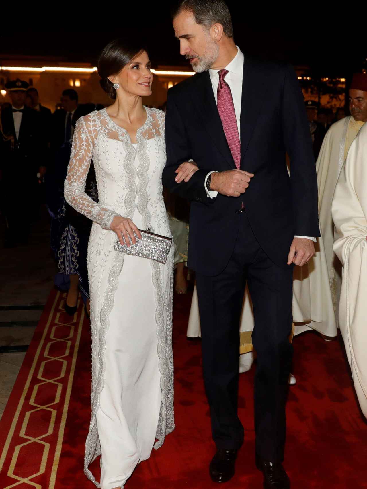 Los reyes Felipe y Letizia, a su entrada al Palacio Real de Rabat.