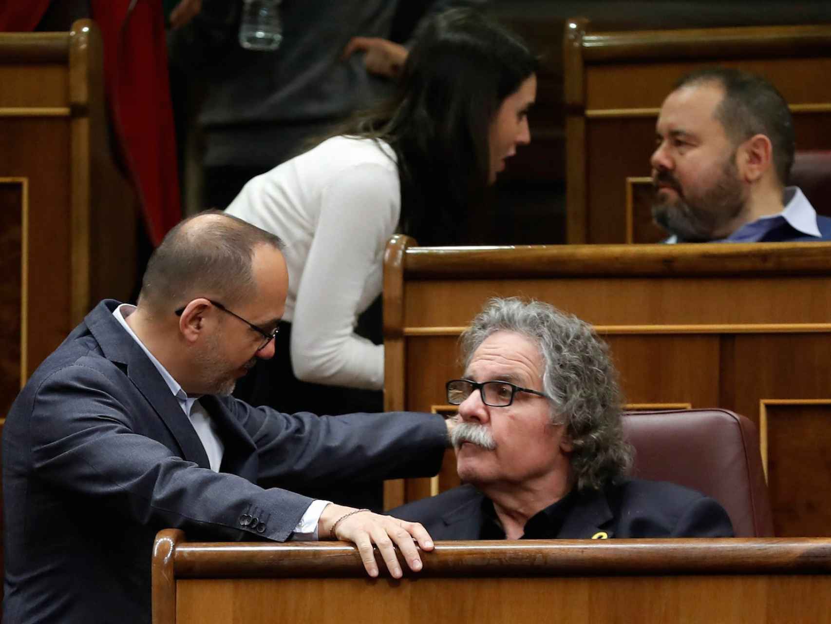 Joan Tardá y Carles Campuzano, portavoces de ERC y PDeCAT, este miércoles en el Congreso.