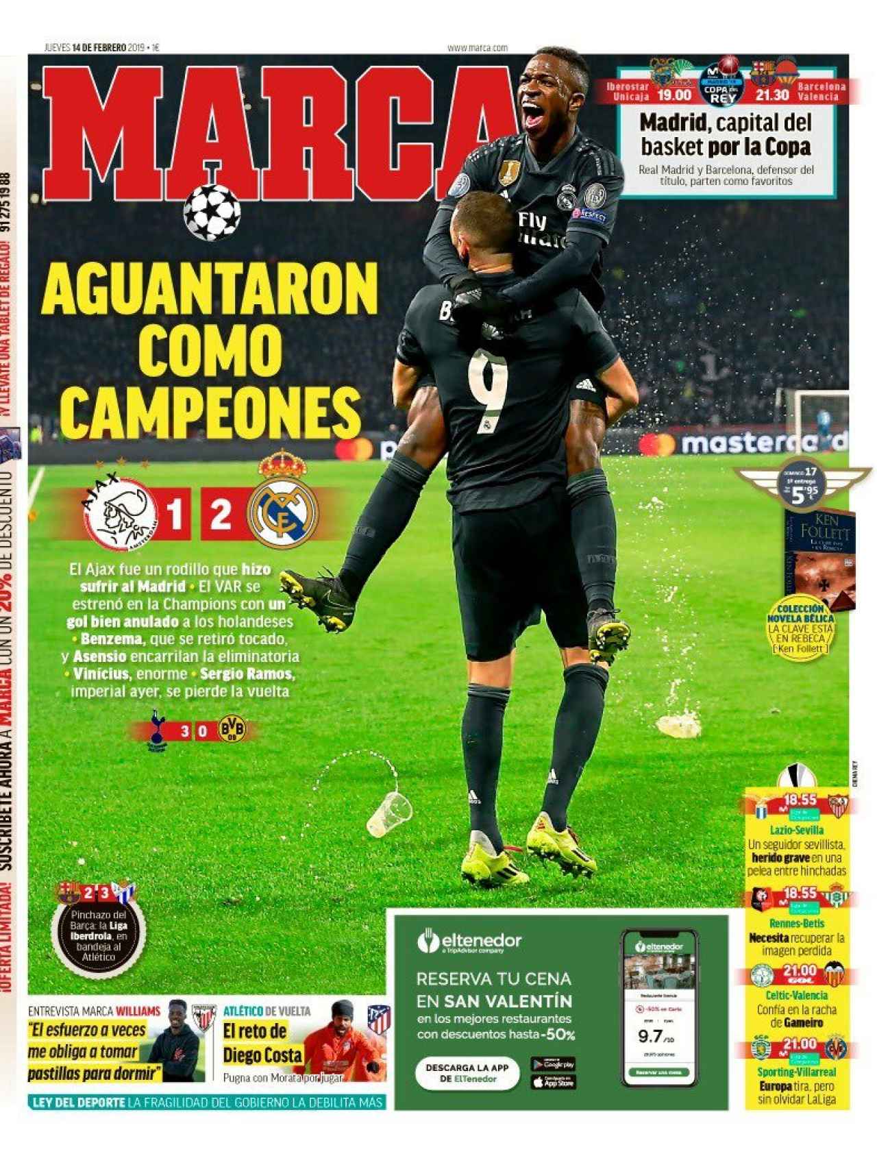 La portada del diario MARCA (14/02/2019)