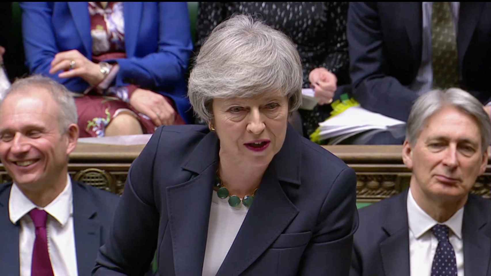 La primera Ministra británica, Theresa May, en el Parlamento.