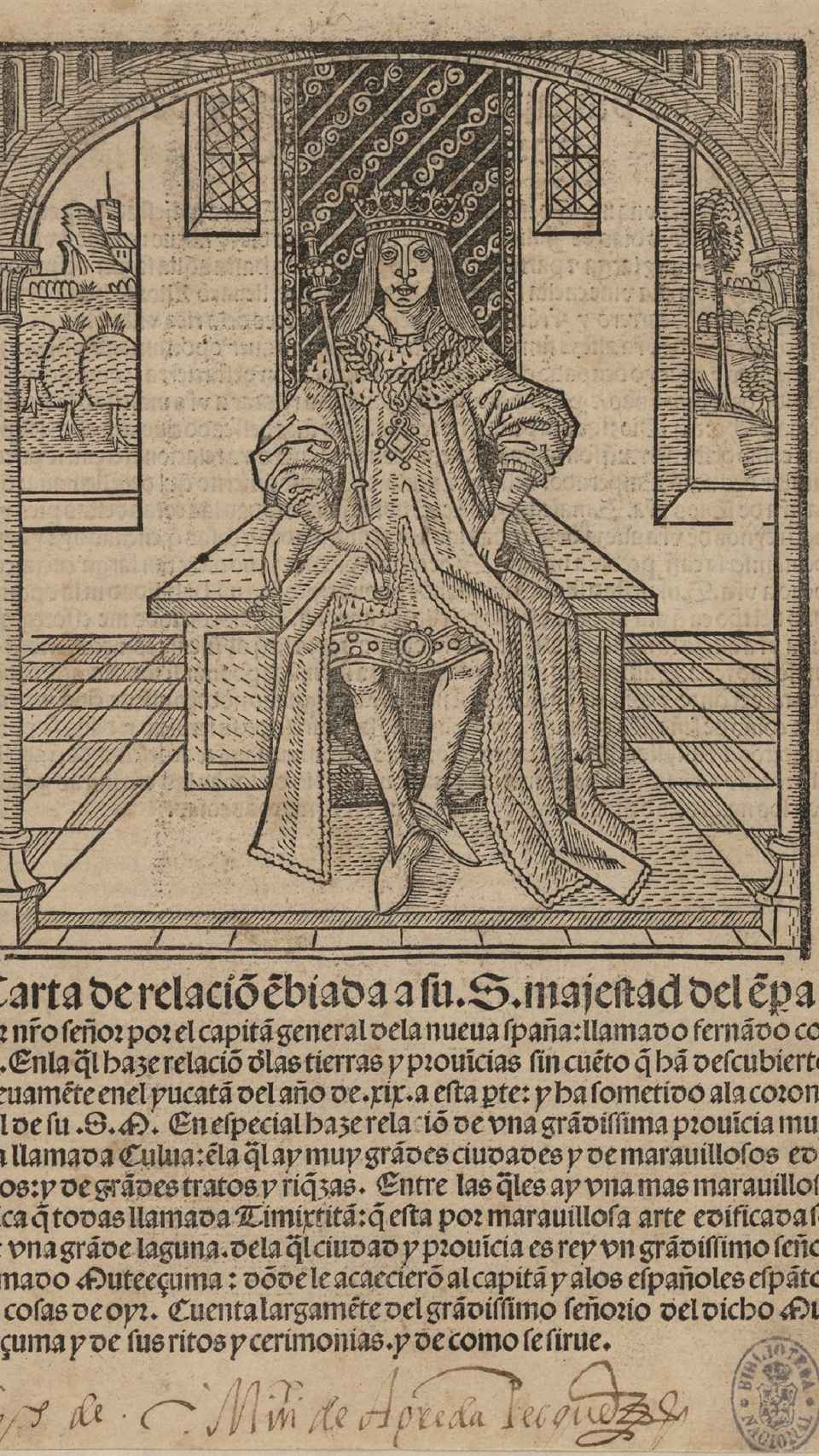 Segunda Carta de Relación de Hernán Cortés (1522), impresa en Sevilla.