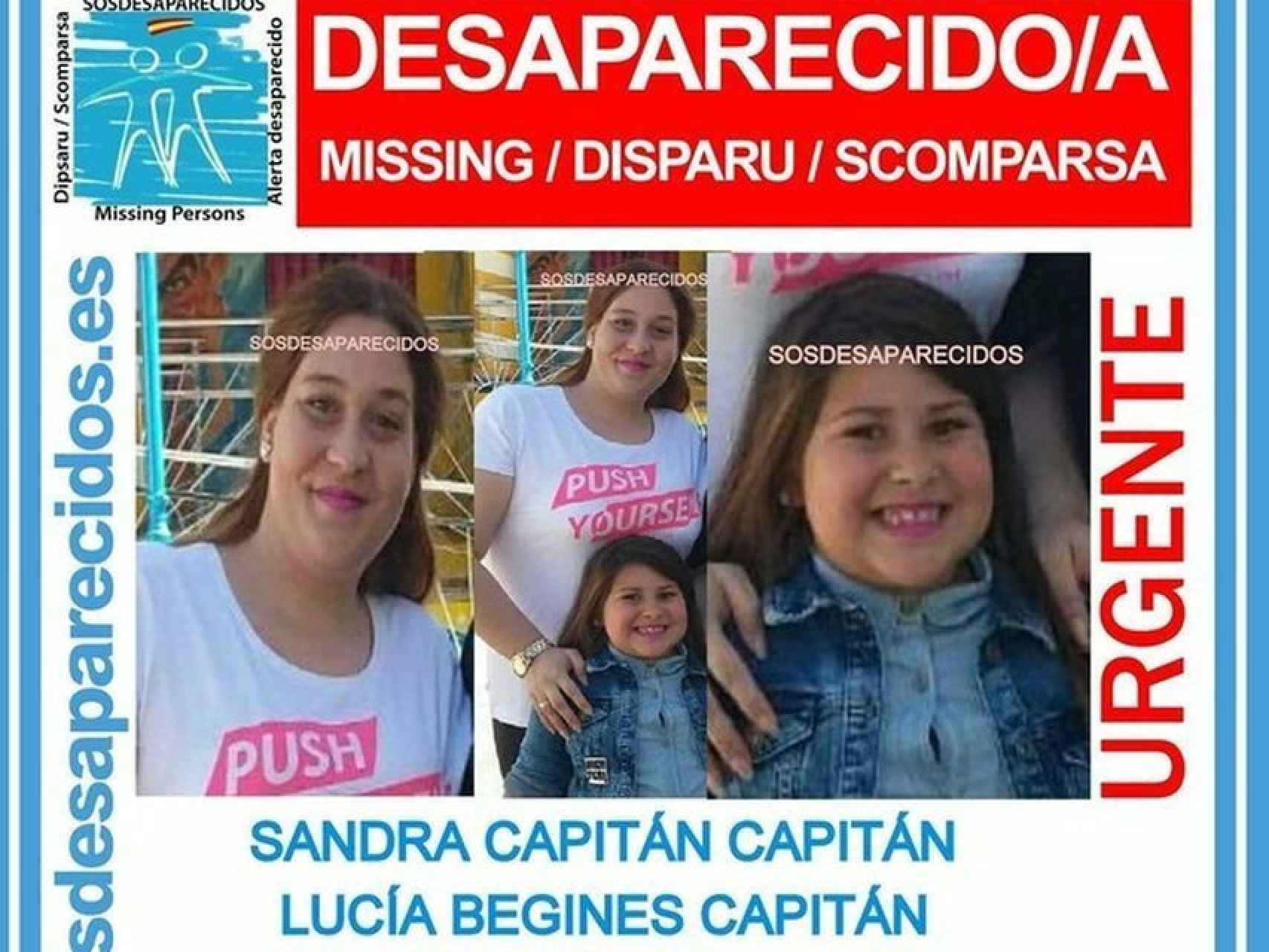 Cartel que anuncia la desaparición de Sandra Capitán y Lucía Begines