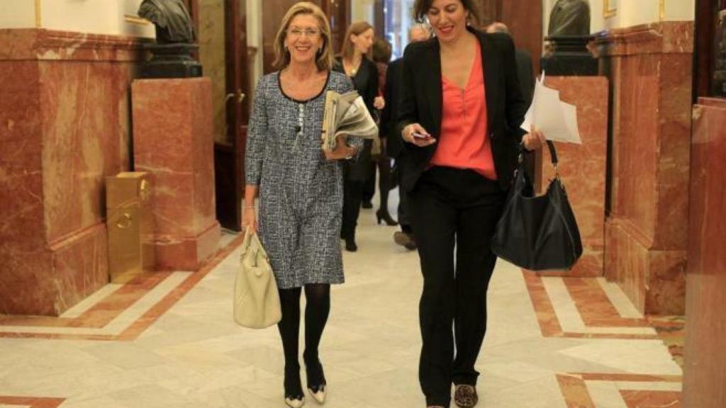 Irene Lozano y Rosa Díez, a su entrada en el Congreso.
