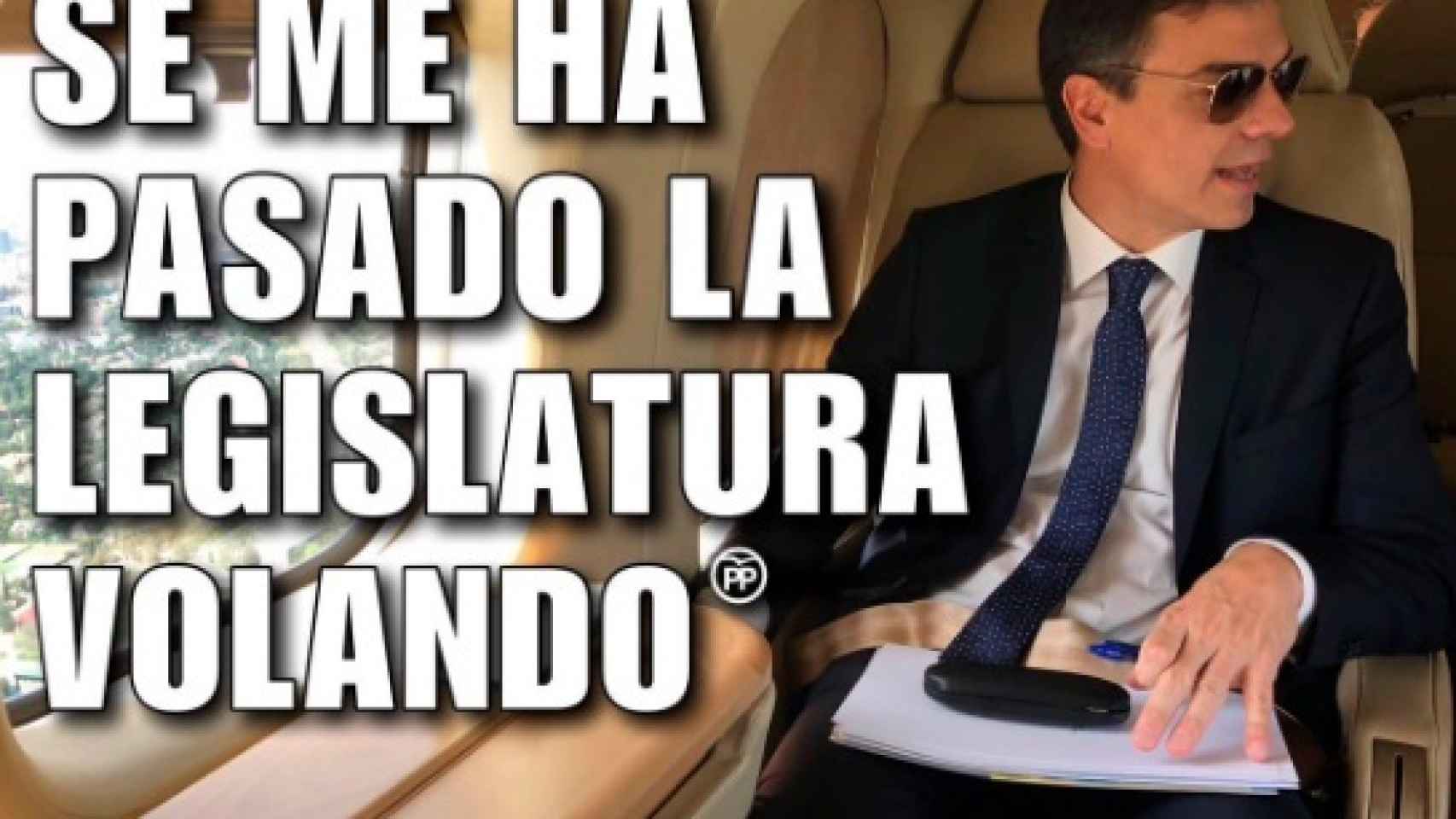 'Meme' de Sánchez a bordo del avión Falcon.