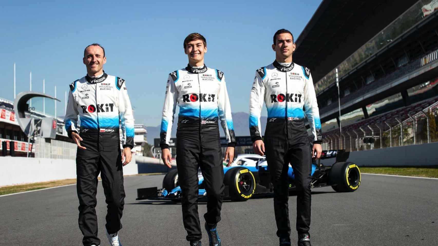 Los tres pilotos de Williams en Montmeló. Foto: Twitter (@NicholasLatifi)