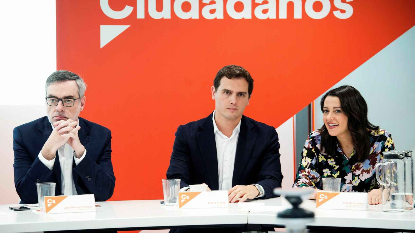 José Manuel Villegas, Albert Rivera e Inés Arrimadas, este lunes.