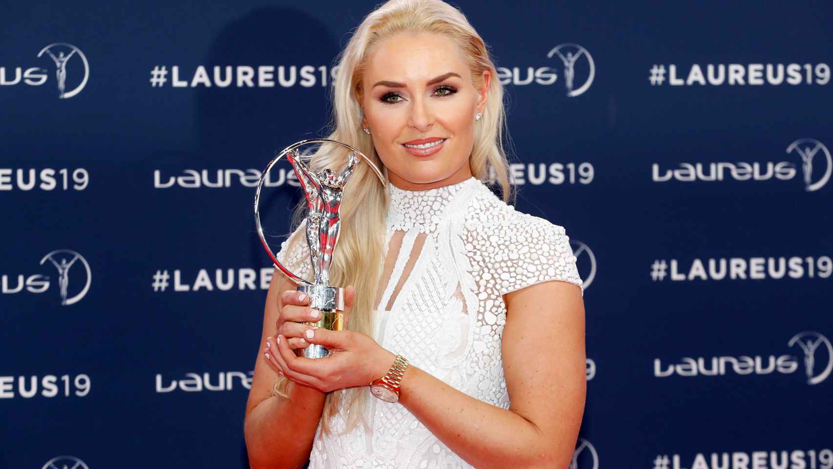 Lindsey Vonn, tras ser premiada durante la gala de los Premios Laureus del deporte