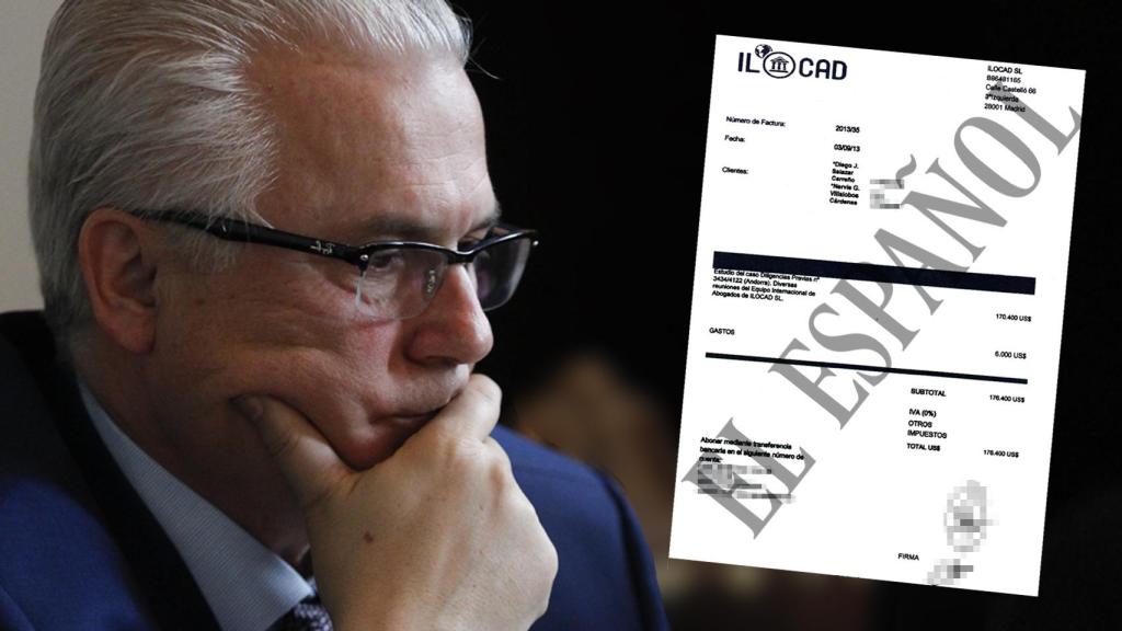 A la izquierda, el exjuez Baltasar Garzón. A la derecha, la factura girada por 176.400 dólares.
