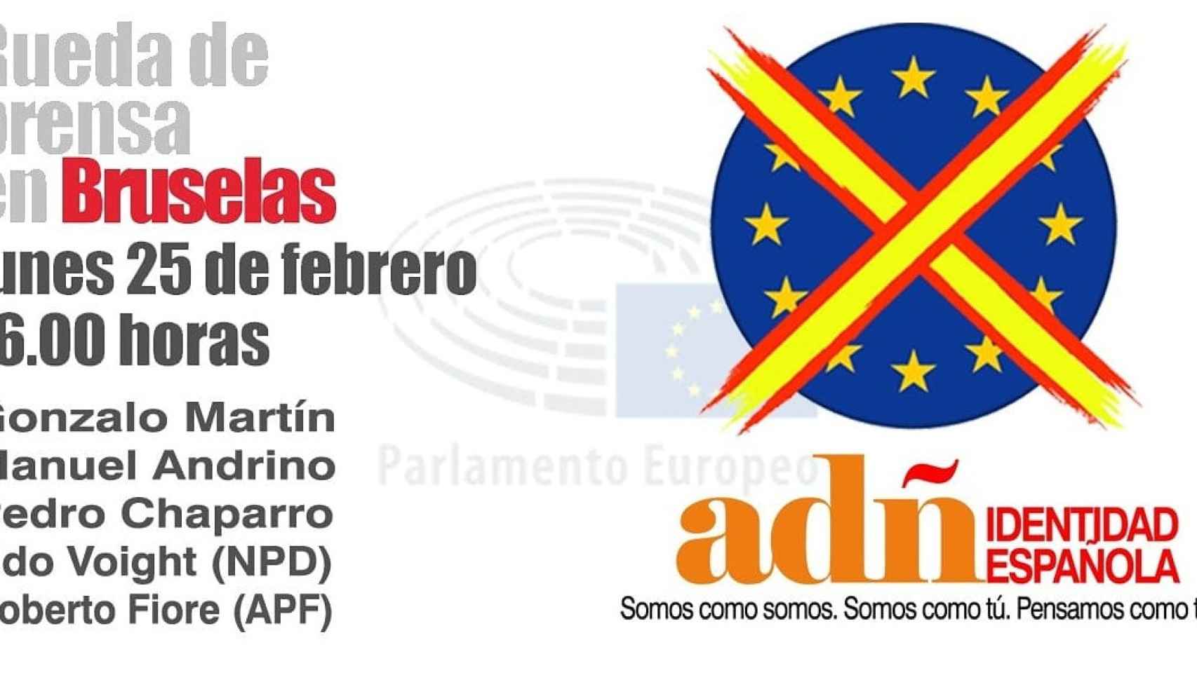 Acto de Falange y Democracia Nacional en el Parlamento Europeo.