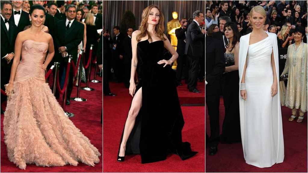 Penélope Cruz, Angelina Jolie y Gwyneth Paltrow en diferentes galas de los premios Oscar.