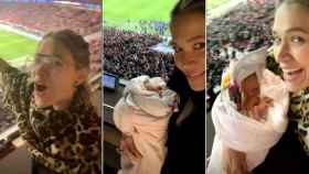 La hija de Carla Pereira y Simeone asiste a su primer partido de fútbol con solo 10 días de vida