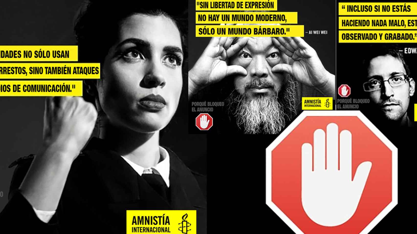 Una imagen de la campaña de Amnistia Internacional y Eye/O en contra de la cibercensura.
