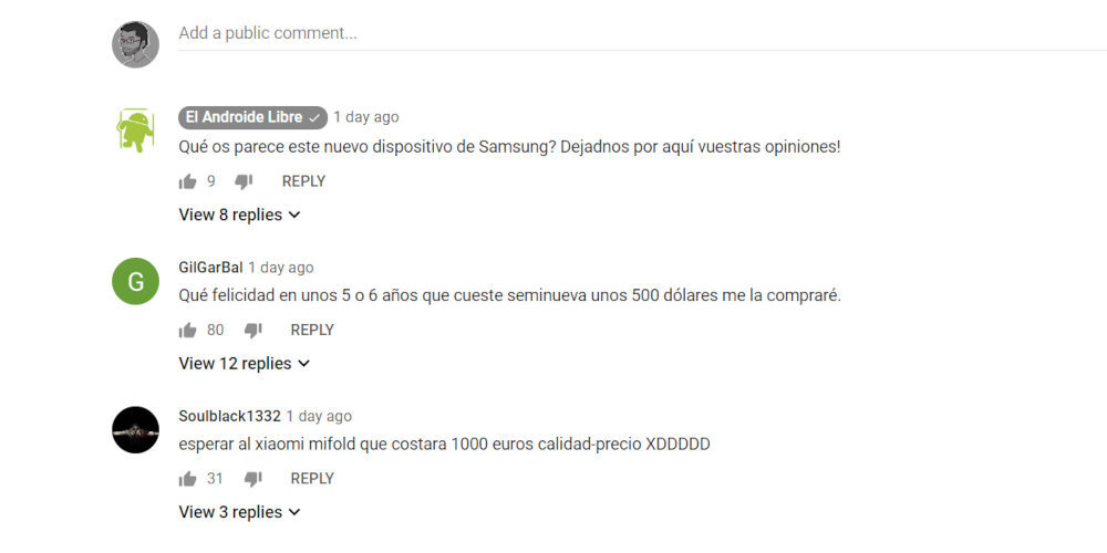 youtube comentarios