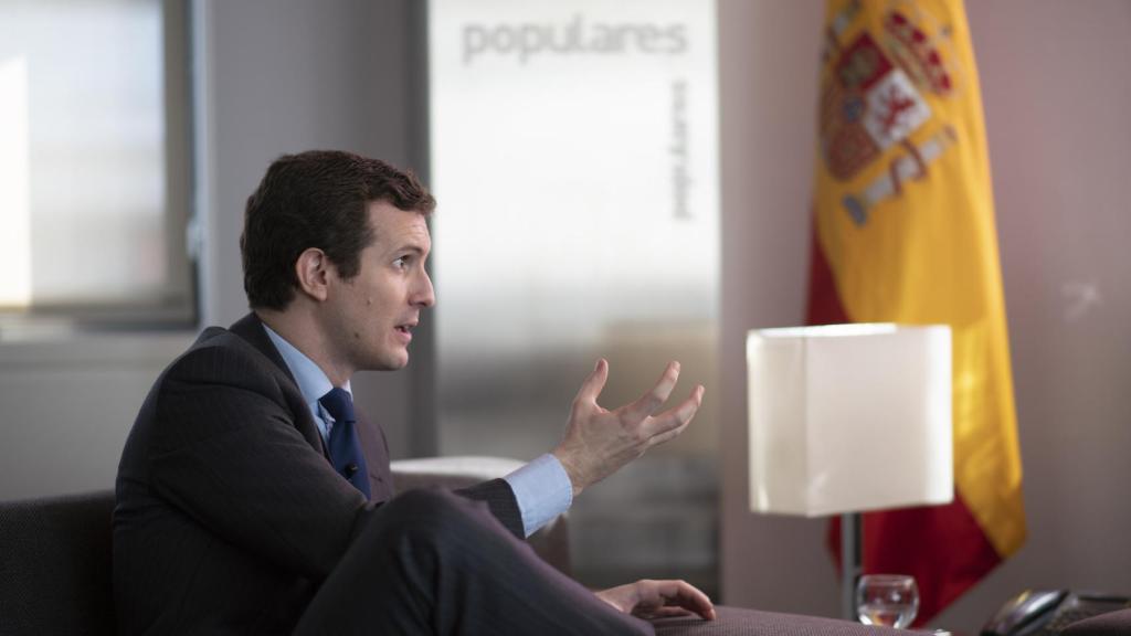 Pablo Casado, durante un momento de la entrevista.