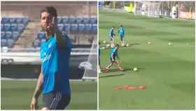 Sergio Ramos, durante el entrenamiento del Real Madrid