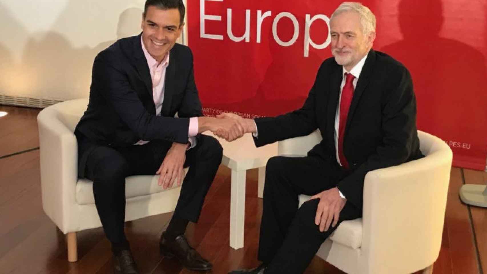 Pedro Sáncherz y Jeremy Corbyn, en Madrid.