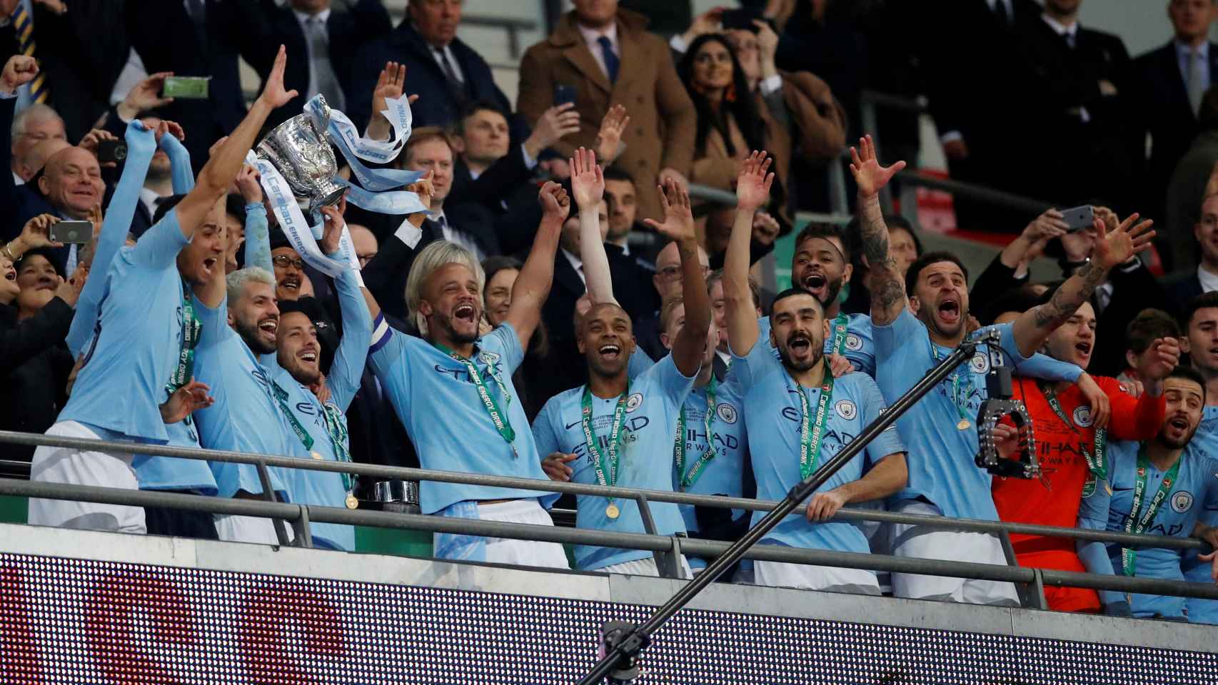 El Manchester City celebra el título de Carabao Cup