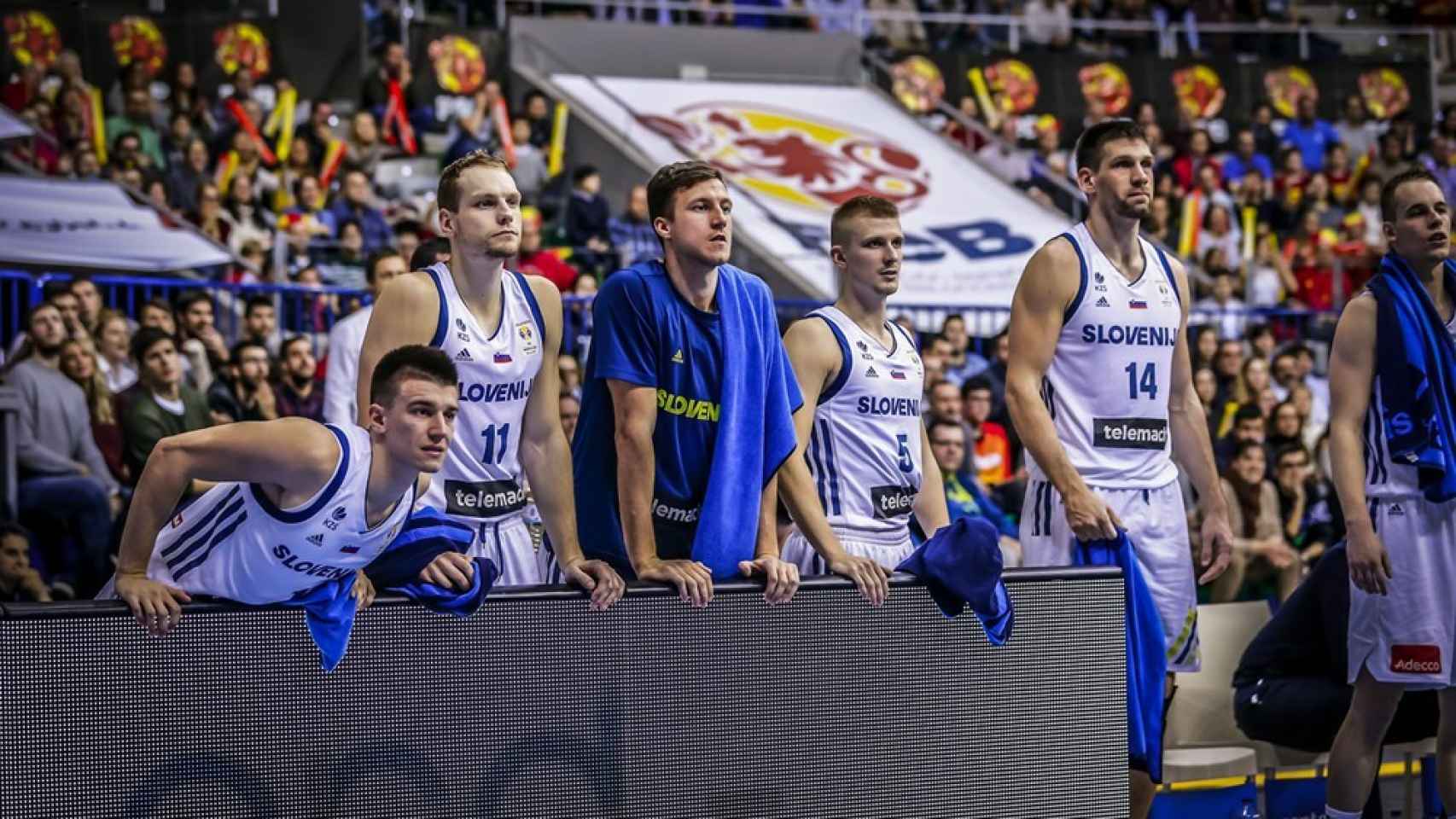 La selección de Eslovenia, en la derrota ante España en la fase de clasificación para el Mundial de China 2019. Foto: fiba.basketball
