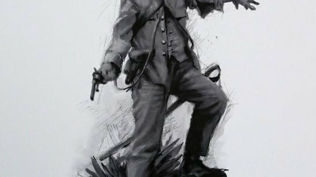 Boceto del pintor Ferrer Dalmau empleado por la Fundación Museo del Ejército para la estatua de Baler.