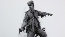 Boceto del pintor Ferrer Dalmau empleado por la Fundación Museo del Ejército para la estatua de Baler.