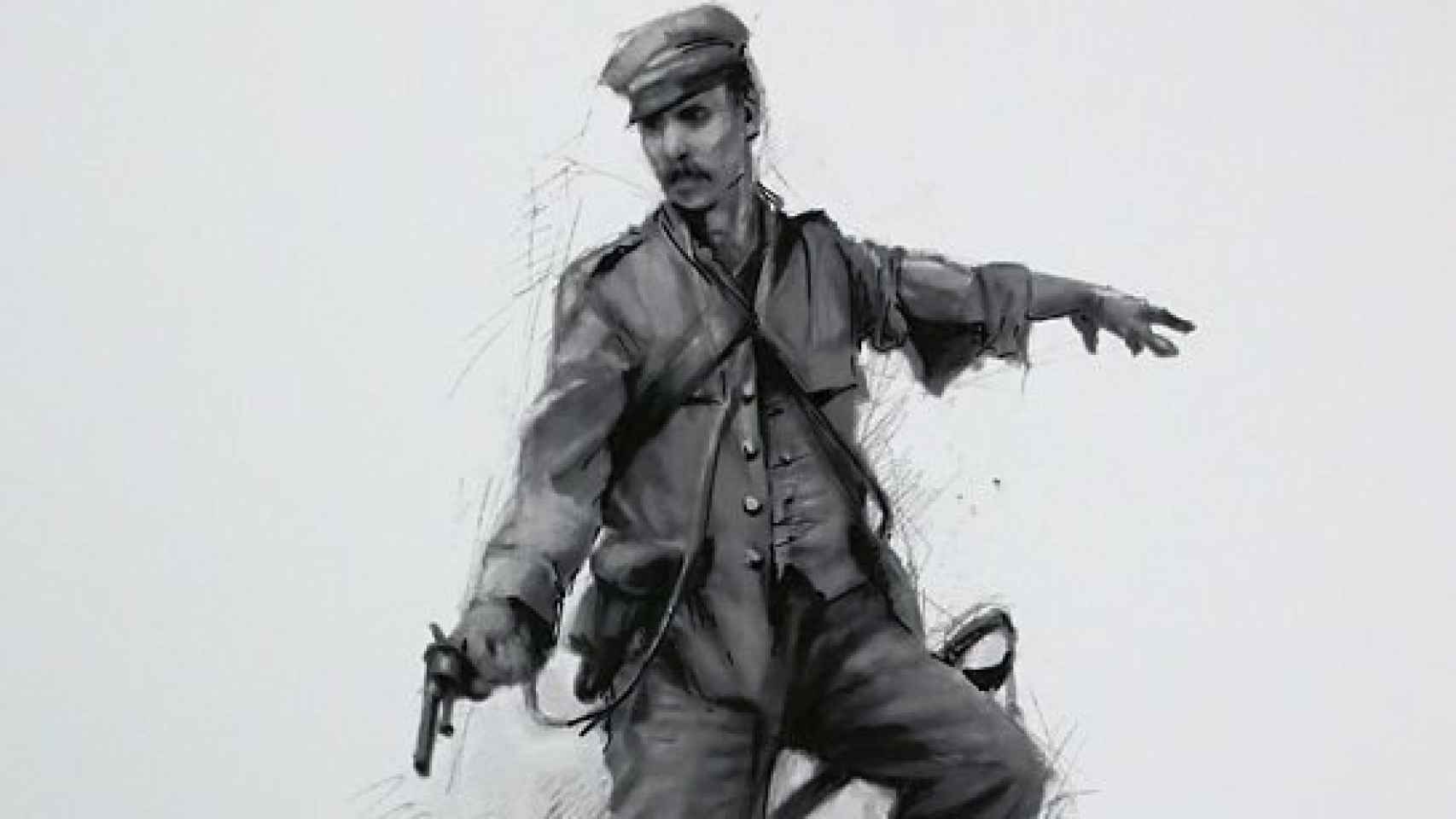 Boceto del pintor Ferrer Dalmau empleado por la Fundación Museo del Ejército para la estatua de Baler.