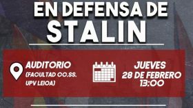 Cartel de convocatoria de la jornada En defensa de Stalin