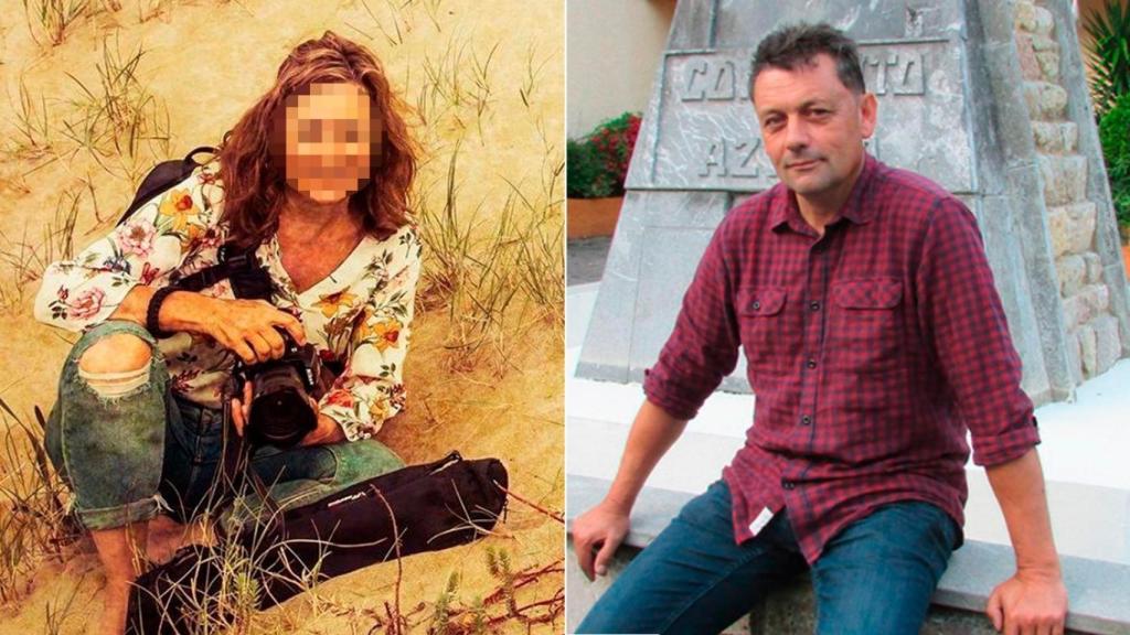 A la izquierda, la amiga fotógrafa. A la derecha, Javier Ardines, concejal de IU asesinado en Llanes.