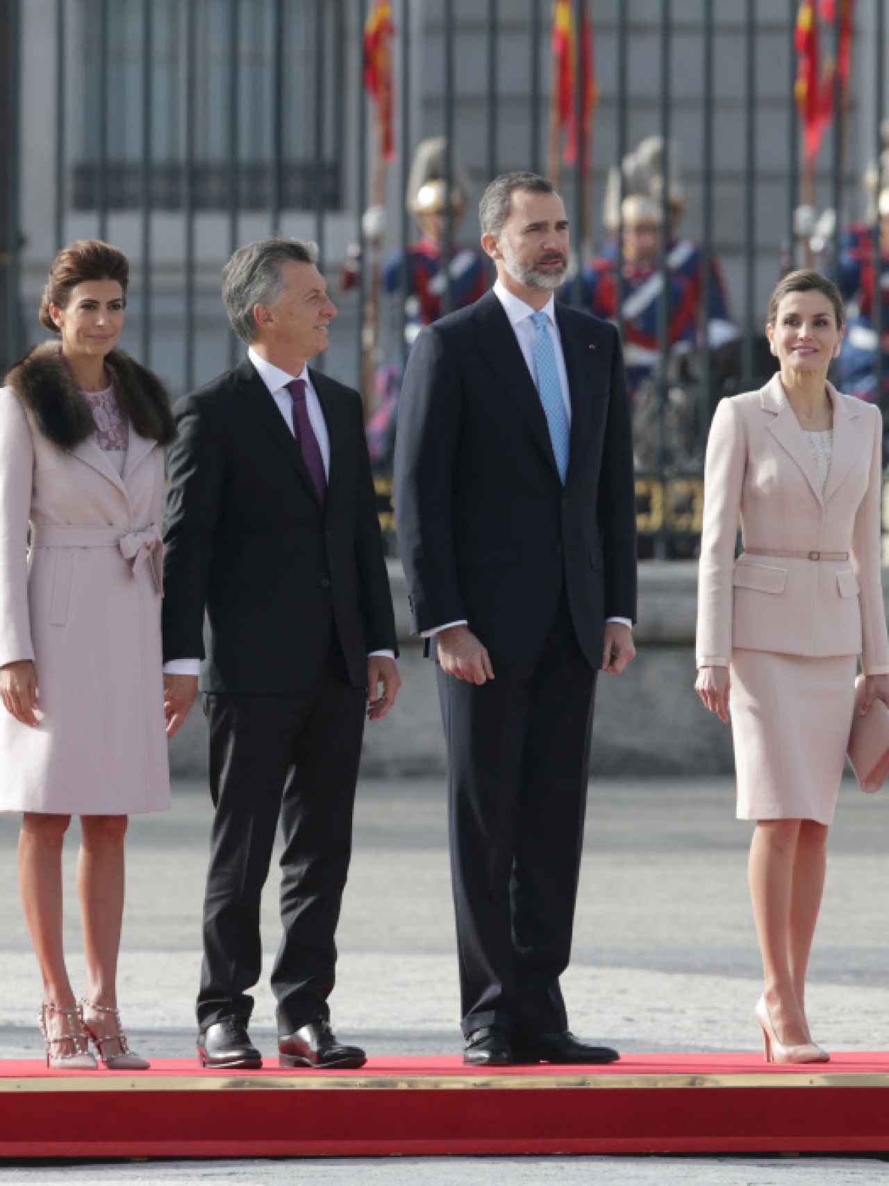 De izquierda a derecha: Juliana Awada, Mauricio Macri, el rey Felipe y la reina Letizia en febrero de 2017.