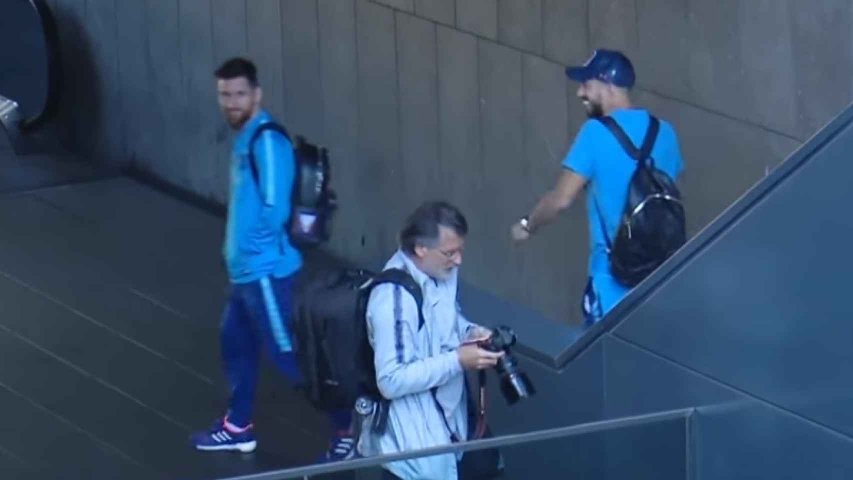 Messi y Luis Suárez a su llegada a Madrid