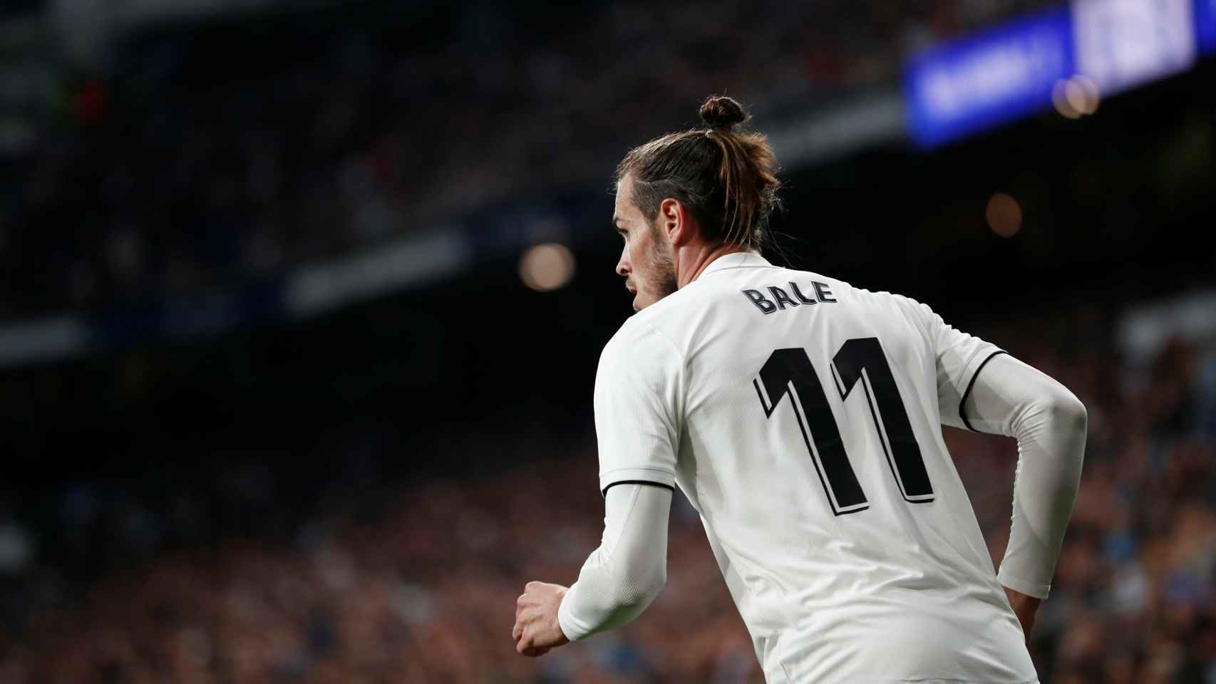 Gareth Bale, durante El Clásico en el Santiago Bernabéu